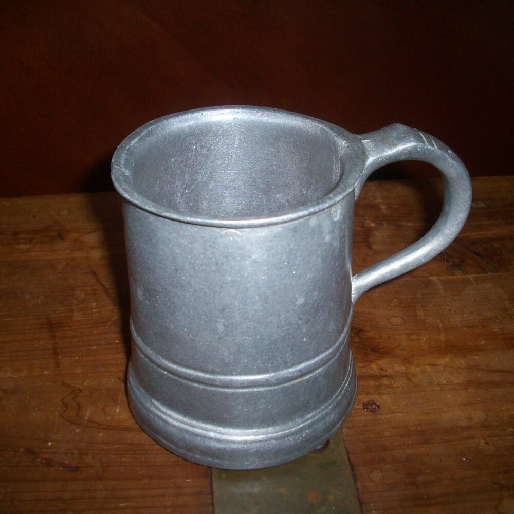 Vintage Pewter Mug Stamped Pint USA. Rough Solid 4" Reenactments/renaissance